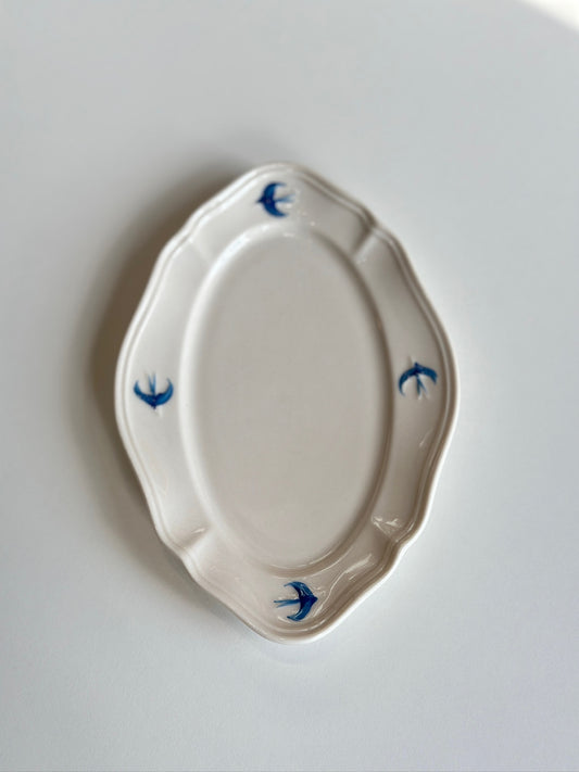 Bluebird Painted Oval Platter