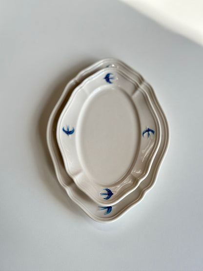 Bluebird Painted Oval Platter